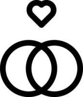 Two rings with a heart in the middle vector