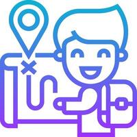 A man with a backpack and a map marker vector
