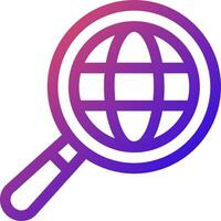 Magnifying glass icon with a globe vector