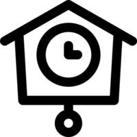 A black and white cuckoo clock icon vector