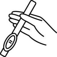 A hand holding a pencil and a pencil sharpener vector