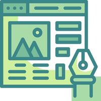 A pen and a computer screen with a green background vector