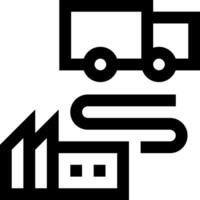 A black and white image of a truck and a factory vector
