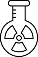 A black and white drawing of a flask with a radioactive symbol vector