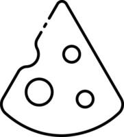 A slice of cheese is shown in a line drawing vector