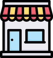 A small store with a yellow awning vector