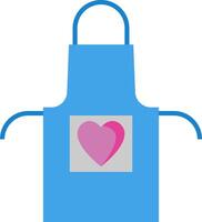 A blue apron with a pink heart on it vector