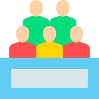 A group of people sitting in a row on a table vector