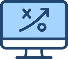A computer monitor with an arrow pointing up vector