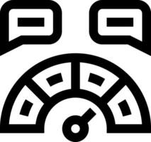 A black and white icon of a speedometer vector