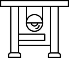A black and white illustration of a table with a chair vector