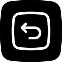 A black and white icon with an arrow pointing to the left vector