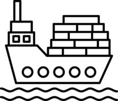 A line drawing of a ship in the ocean vector