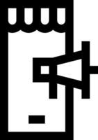A black and white icon of a person with a megaphone vector