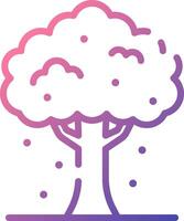 A tree with snow on it in a purple and pink color vector