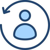 A person is in a circle with an arrow pointing to the right vector