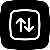 A black and white icon with an arrow pointing up vector