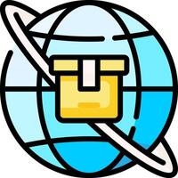 A globe with a box on it vector