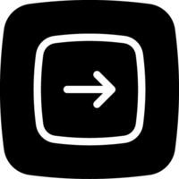 A black and white icon with an arrow pointing to the right vector