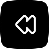 A black and white icon with an arrow pointing down vector
