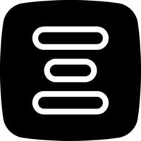 A black and white icon with a stack of three lines vector