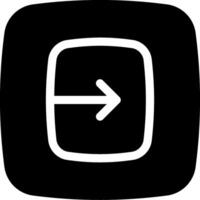 A black and white icon with an arrow pointing to the left vector