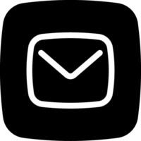 A black and white icon of an envelope vector