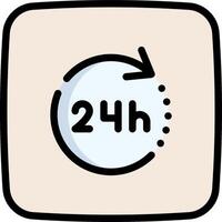 A 24 hour clock icon with a clock in the middle vector