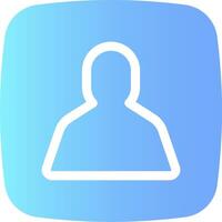 A blue and white icon with a person's head vector
