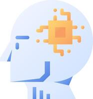 A robot head with a computer chip on it vector