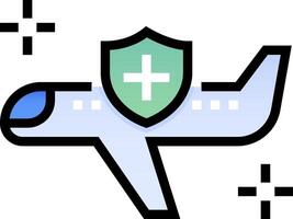 A plane with a shield and cross symbols vector