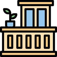 A building with a potted plant on top vector