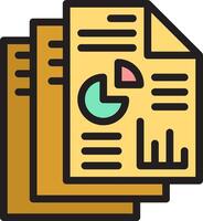 A stack of documents with a graph on top vector