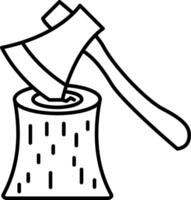 An axe and a stump with a tree trunk vector