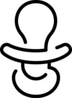 A black and white outline of a pacifier vector