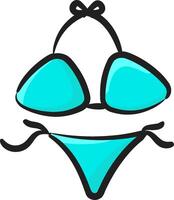 A bikini with a blue top and bottom vector
