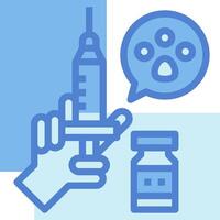 A hand holding a syringe and a bottle with a dog vector