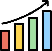 A graph with an upward arrow going up vector