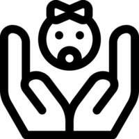 A black and white icon of a baby in the hands of a woman vector