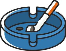 A blue ashtray with a cigarette in it vector