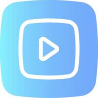 The play button on a blue and white square vector