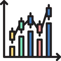 An icon of a bar chart with arrows going up vector