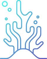 A blue line icon of a coral reef vector