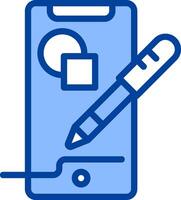 A blue phone with a pen and a paper vector