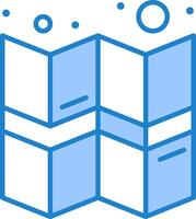 un azul y blanco icono de un mapa vector