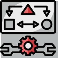 A computer with a red arrow pointing to the right vector