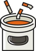 A bucket with cigarettes in it and a cigarette lighter vector