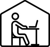 A person sitting at a desk with a laptop vector