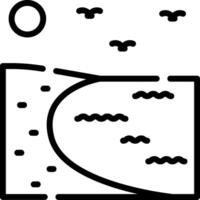 A black and white line drawing of a beach vector