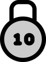 A black and white image of a weight lock with the number ten vector